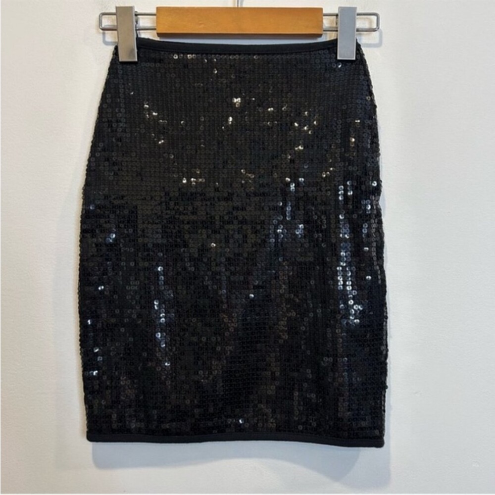 Aritzia Talula Stretch Sequin High Waist Mini Skirt Black